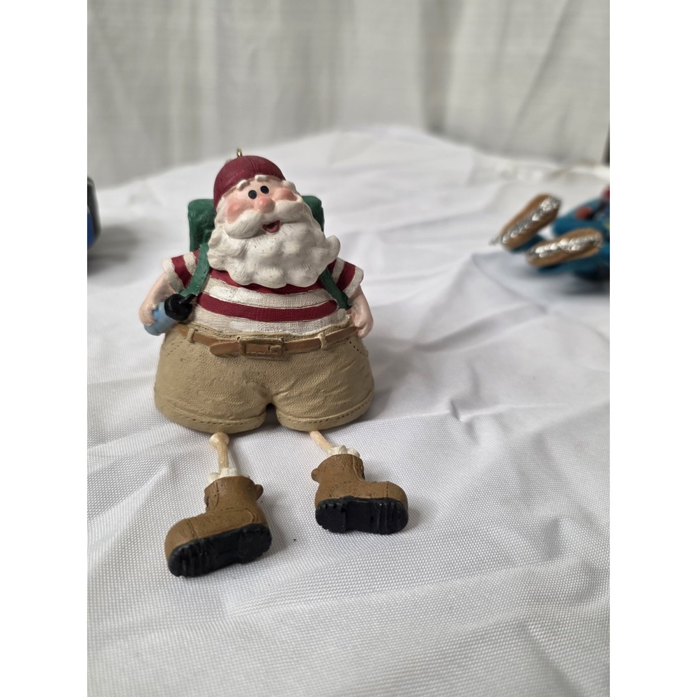 2000 Figi Graphics "Santa Hiker with Dangle‎ Legs" Christmas ornament featuring
